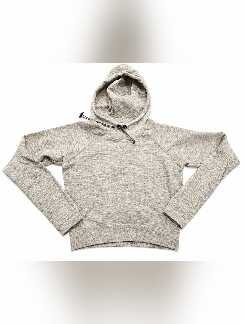 Womens Balance Athletica Ribbed Crop Hooded Shirt Top Light Sweatshirt Small